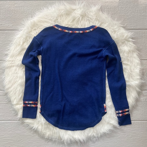 EUC [We The Free ✵ People] Blue Top + Embroidered Long Sleeve Henley Tee | Small - Picture 12 of 15
